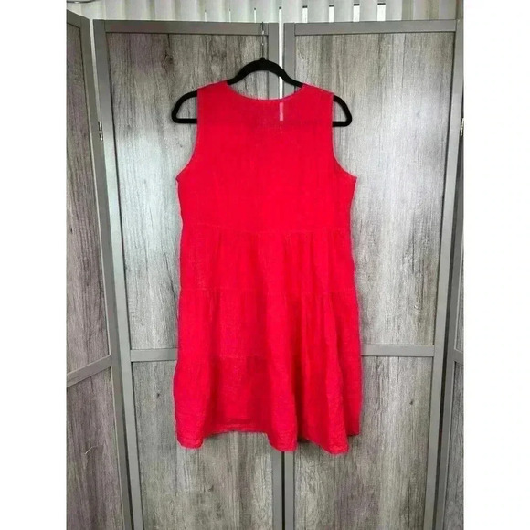 Rosemarine Dress Small Linen Tiered Red Color Sleeveless Made in Italy Sz S - Picture 8 of 9